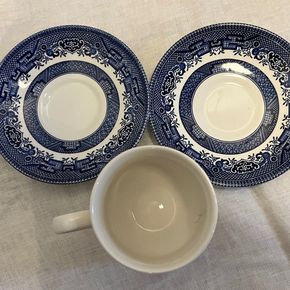 Tea cup and/or saucer(s), blue and white, Blue Willow design, vintage - Picture 8 of 9